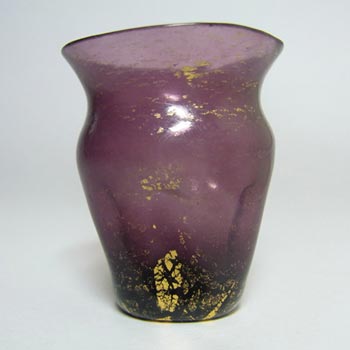 Salviati Murano Purple Glass Gold Leaf Vase