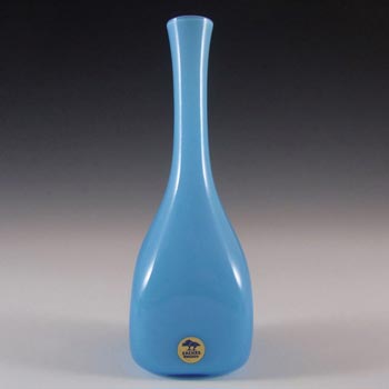 Ekenas Glasbruk Swedish Blue Cased Glass Vase - Labelled