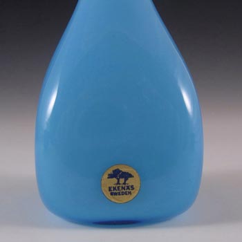 Ekenas Glasbruk Swedish Blue Cased Glass 6.75" Vase - Labelled