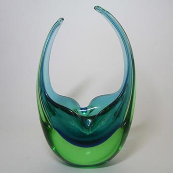 Murano/Sommerso Green Glass Organic Sculpture Bowl
