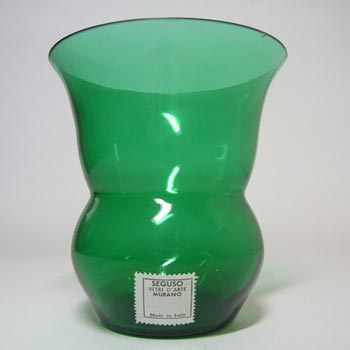 Seguso Vetri d'Arte Murano Green Glass Vase - Labelled