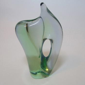 Skrdlovice #5987 Czech Green & Blue Glass Vase by Emanuel Beránek