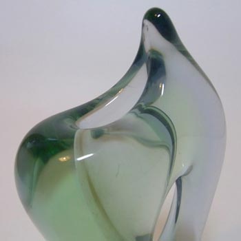 Skrdlovice #5987 Czech Green & Blue Glass Vase by Emanuel Beránek