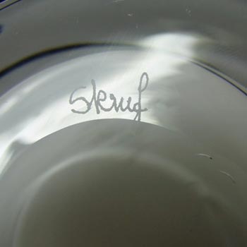 Skruf Swedish Black + White Cased Glass Vase - Labelled
