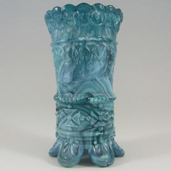 Victorian 1890\'s Turquoise Malachite/Slag Glass Vase