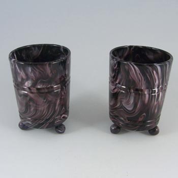 Pair of Victorian 1890's Purple Malachite/Slag Glass Vases