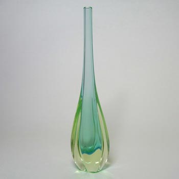 Murano/Venetian Uranium Green Sommerso Glass Stem Vase