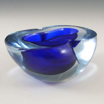 Murano Geode Blue Sommerso Glass Figure Eight Bowl