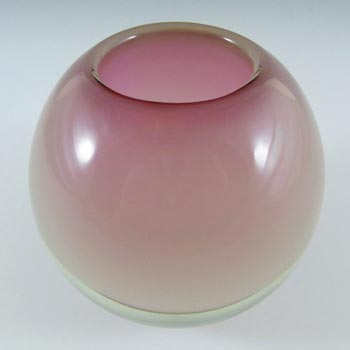 Murano/Venetian Pink + White Cased Glass Globe Vase