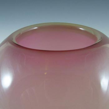 Murano/Venetian Pink + White Cased Glass Globe Vase