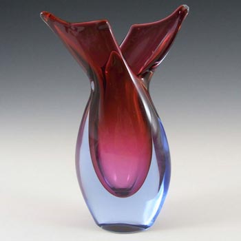 Murano/Venetian Pink & Blue Sommerso Glass Vase