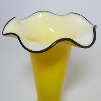 Czech/Bohemian 1930's Yellow & Black Tango Glass Vase
