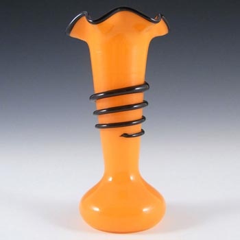 Czech/Bohemian 1930's Orange & Black Tango Glass Vase