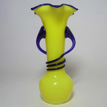Czech/Bohemian 1930's Yellow & Blue Tango Glass Vase