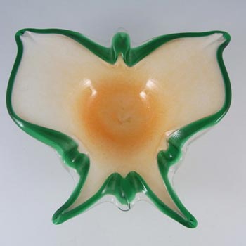 (image for) Fratelli Toso Murano Orange & Green Glass Butterfly Bowl