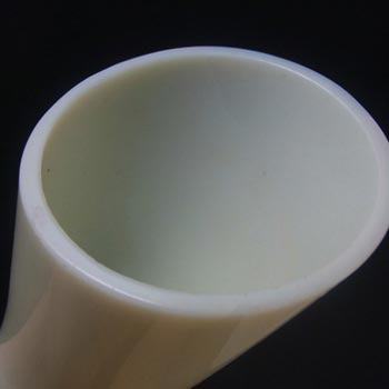 Victorian Uranium Custard Glass Amber & Ivory Horn Vase