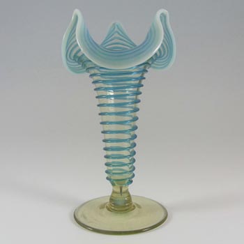 Victorian Antique Uranium Green & Opalescent Glass Vase