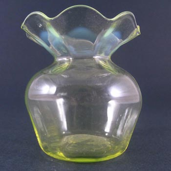 Victorian 1900\'s Vaseline/Uranium Glass Posy Vase
