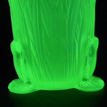 Sowerby Art Deco Uranium Glass 'Frog + Bullrush' Vase