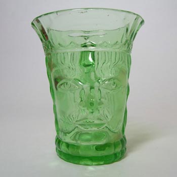 Czech? Art Deco Uranium Glass Kings Head Face Tankard