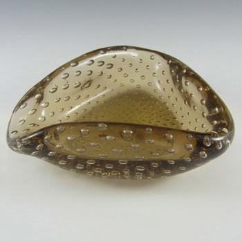 Venini Murano Amber Glass Bullicante Bowl by Carlo Scarpa