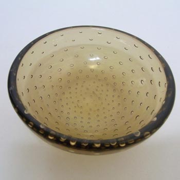 Venini Murano Amber Glass Bullicante Bowl by Carlo Scarpa