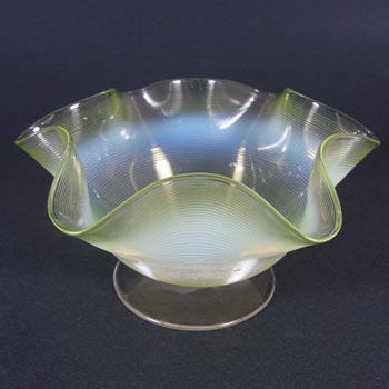 Victorian 1885 Vaseline/Uranium Glass Bowl w Threading