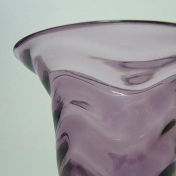 Thomas Webb Amethyst Glass 'Venetian Ripple' Vase - Marked
