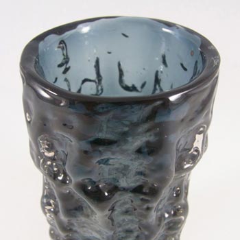 Whitefriars #9689 Baxter Indigo Glass 6" Textured Bark Vase