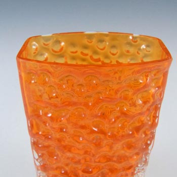 Whitefriars #9762 Baxter Tangerine Glass 4.75" Nailhead Vase