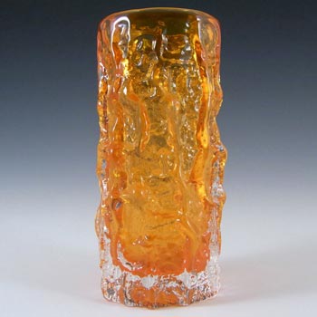 Whitefriars #9689 Baxter Tangerine Glass 6\" Textured Bark Vase