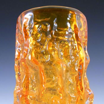 Whitefriars #9689 Baxter Tangerine Glass 6" Textured Bark Vase