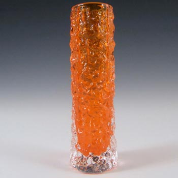 Whitefriars #9729 Baxter Tangerine Glass 5.75\" Textured Bark Vase