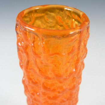 Whitefriars #9729 Baxter Tangerine Glass 5.75" Textured Bark Vase