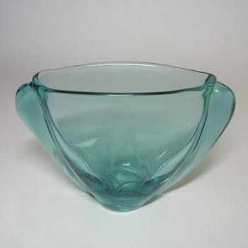 Zelezny Brod Czech Turquoise Glass Engraved 'Heron' Vass