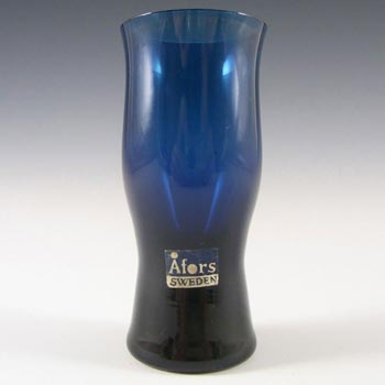 Afors Pair of Swedish Blue Glass Vases - Labelled