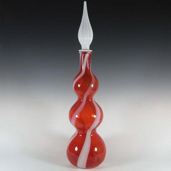 Cristalleria Artistica Toscana / Alrose Massive Italian Empoli Red Glass Decanter/Bottle