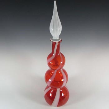 Cristalleria Artistica Toscana / Alrose Empoli Red & White Glass Bottle
