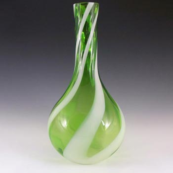 Cristalleria Artistica Toscana / Alrose Massive Italian Empoli Green & White Glass Vase