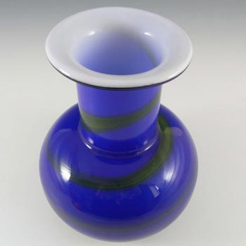 Alsterfors #S5104 Blue & Green Glass Vase Signed "P. Ström 69"