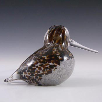 Langham Speckled Brown Glass Bird Paperweight - Marked
