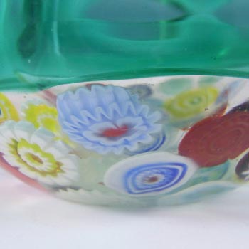 Archimede Seguso Murano Incalmo Millefiori Turquoise Glass Bowl
