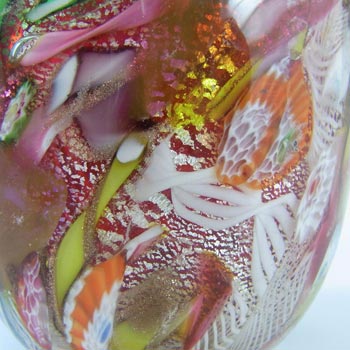 AVEM Murano Zanfirico Bizantino / Tutti Frutti Red Glass Vase