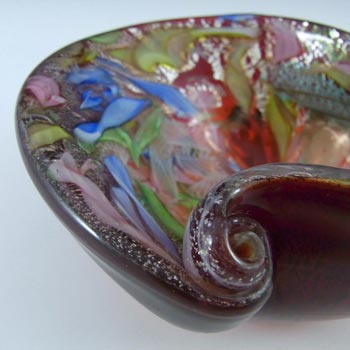 AVEM Murano Zanfirico Bizantino / Tutti Frutti Red Glass Bowl