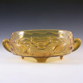Bagley #3000 Art Deco Amber Glass 'Marine' Bowl