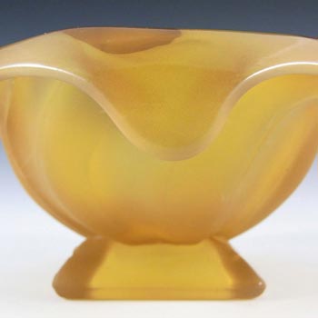 Bagley #3061 Art Deco Frosted Amber Glass 'Equinox' Posy Bowl
