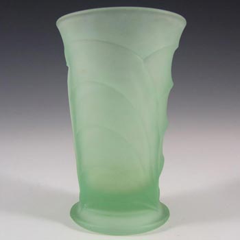 Bagley #3153 Art Deco Frosted Green Glass 'Osprey' Vase