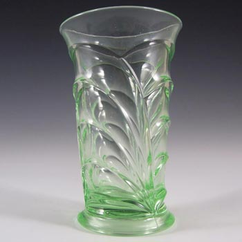Bagley #3153 Art Deco Vintage Green Glass 'Osprey' Vase
