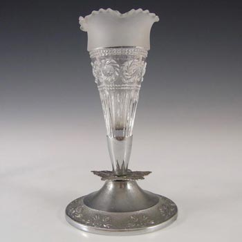 Bagley #3187 Art Deco Clear Glass & Metal 'Katherine' Vase