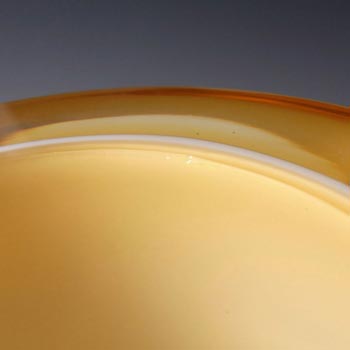 Barbini Murano Amber & White Cased Glass Geode Bowl